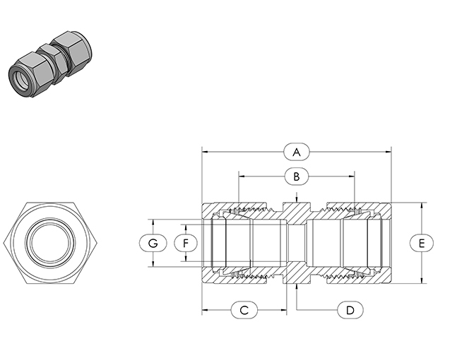 Compression Fitting Specifications - SUC - Straight Union